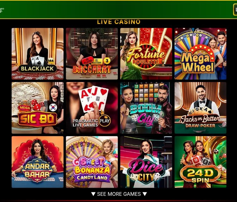 Casino Classic public live casino grid with blackjack, baccarat, roulette and game-show tables
