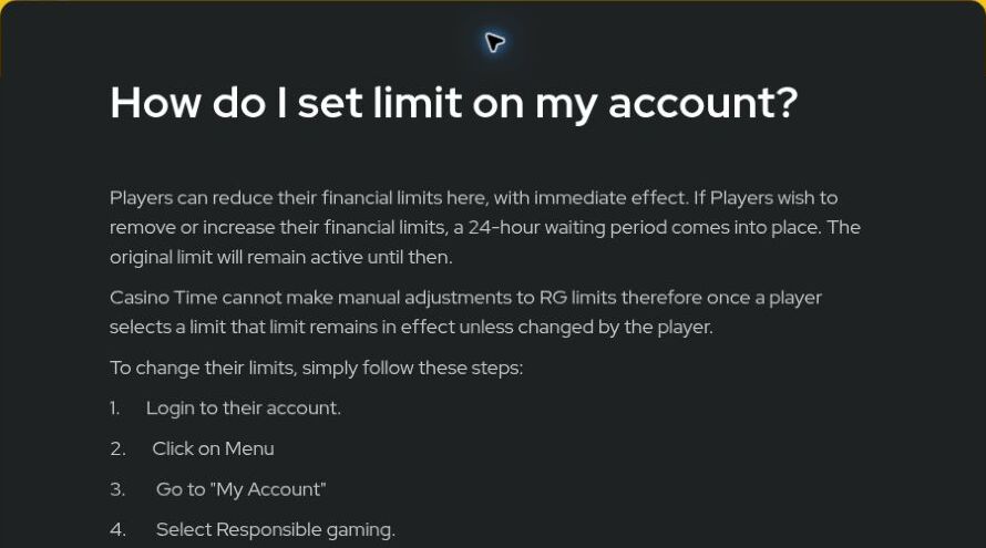 Casino Time responsible-gambling guide for setting account limits
