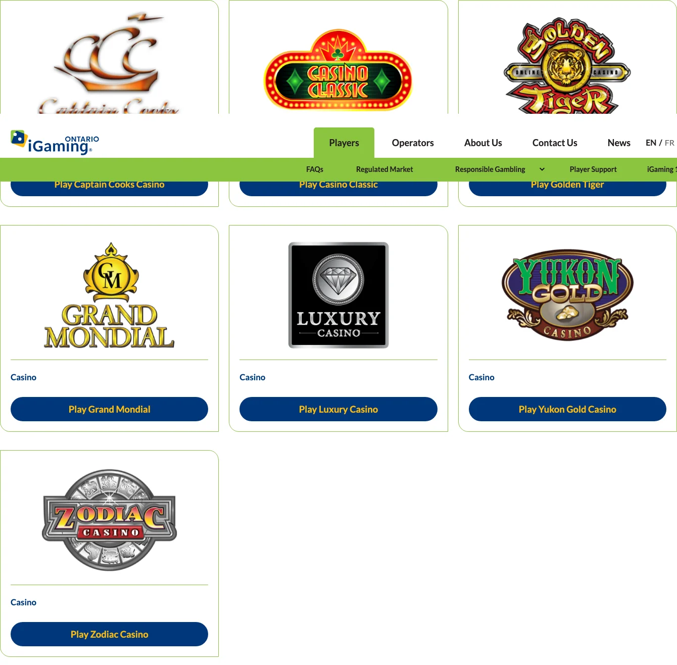Apollo Entertainment brands in the iGaming Ontario directory